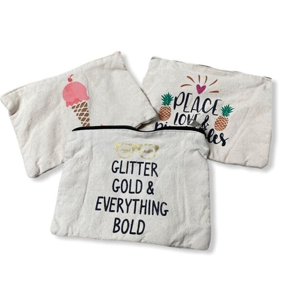 Three Canvas zipper pouches - Picture 1 of 4